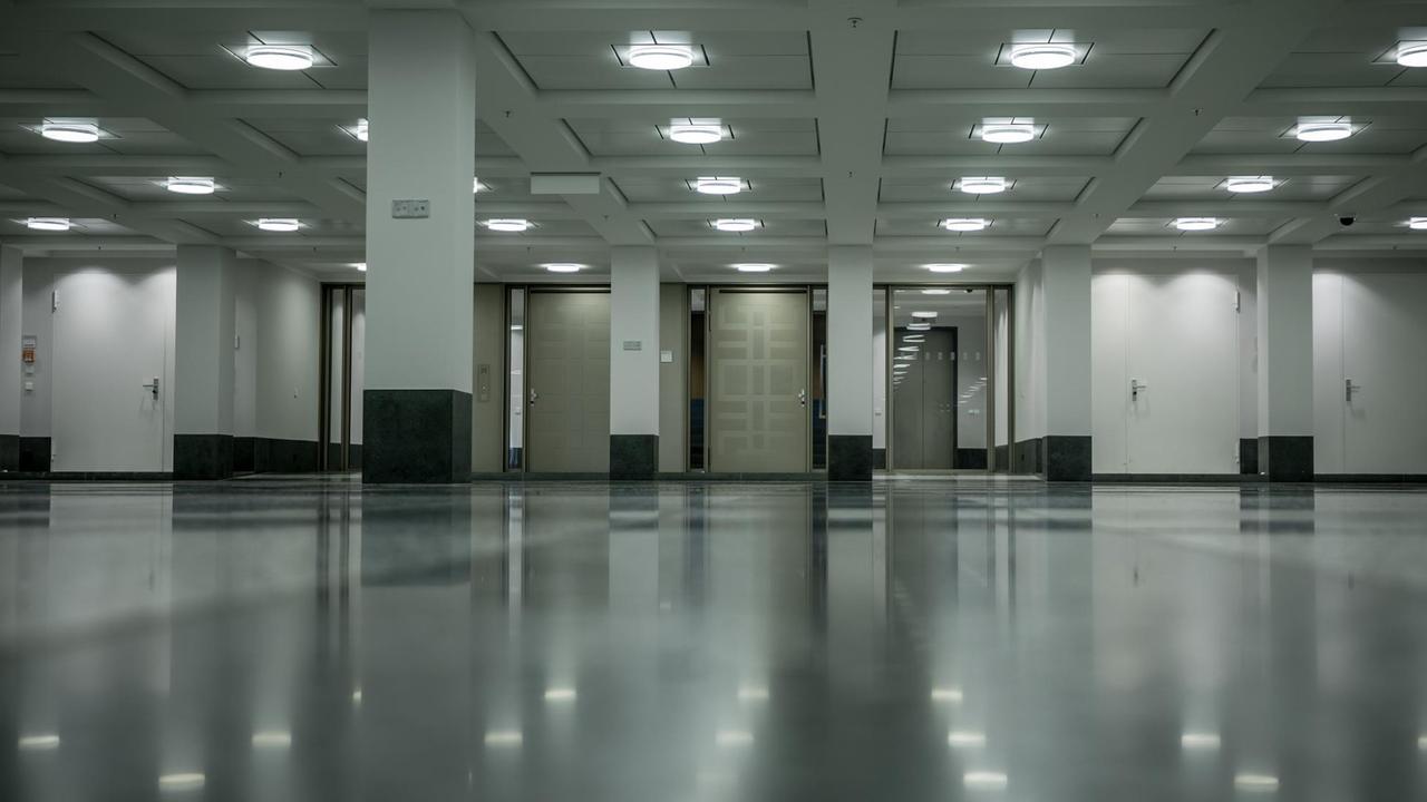 Die geheime, innere Vorfahrt zum Bundesnachrichtendienst BND, aufgenommen in der neuen Zentrale in der Chausseestraße in Berlin.