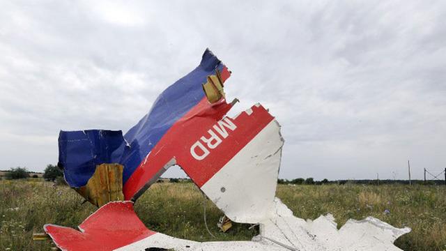 Ein Trümmerteil eines Flugzeugs der Malaysian Airlines liegt in der Nähe der ostukrainischen Stadt Schachtarsk, östlich von Donezk.