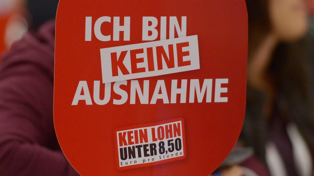 Transparent der Gewerkschaften für den Mindestlohn