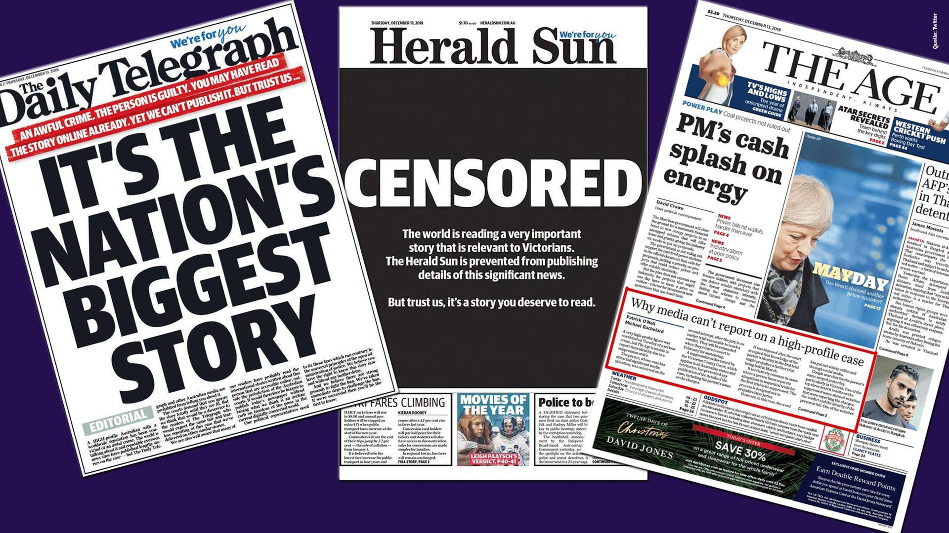 Australische Zeitungen zur Nicht-Berichterstattung über den Fall George Pell