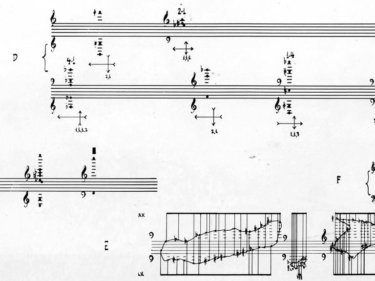 Manuskript für Klavier und Orchester von John Cage aus dem Jahr 1958.