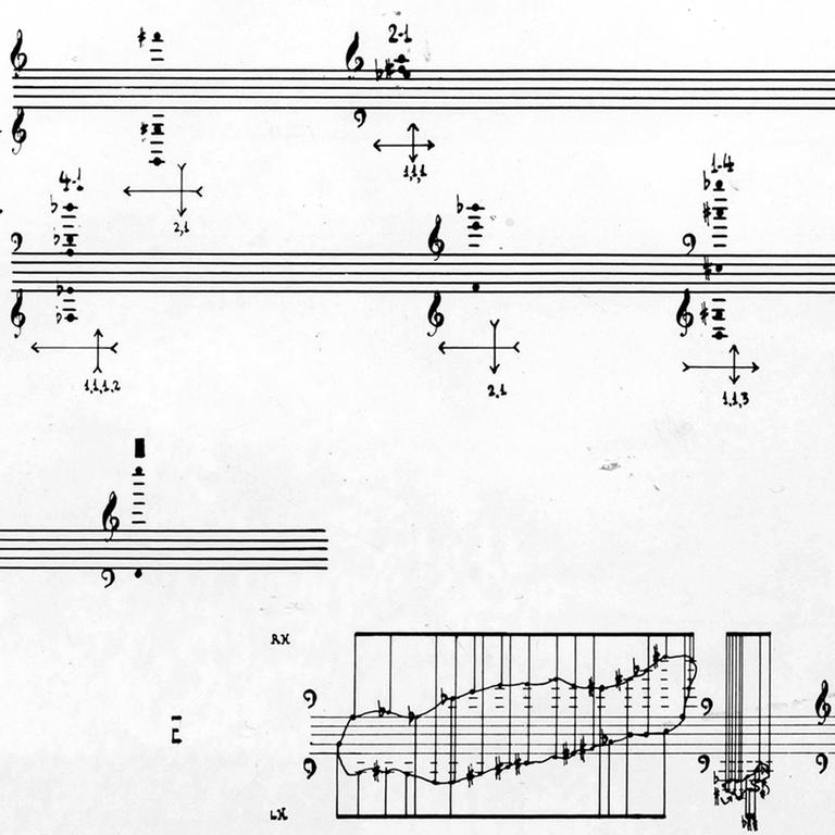 Manuskript für Klavier und Orchester von John Cage aus dem Jahr 1958. 