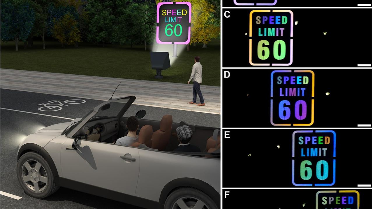 Illustration eines Tempolimit-Verkehrsschildes mit Lichtreflektorfolien