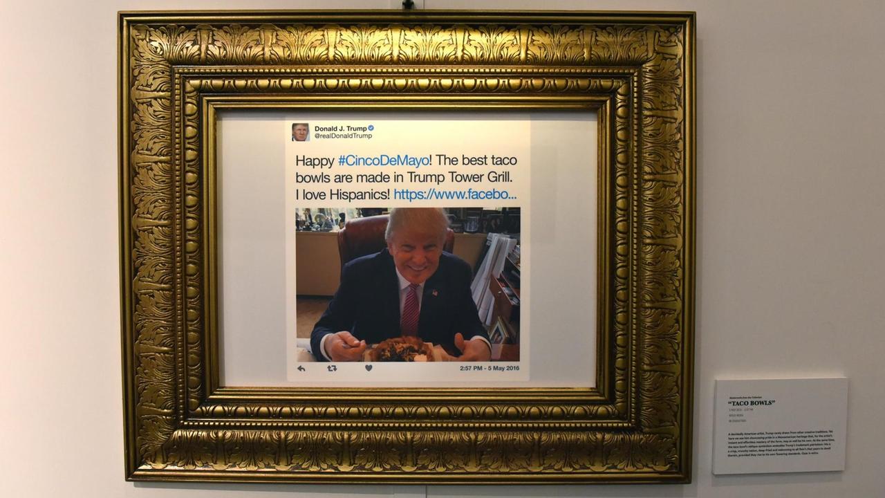 Den Twitter-Botschaften von US-Präsident Trump ist in New York eine ganze Ausstellung gewidmet. 