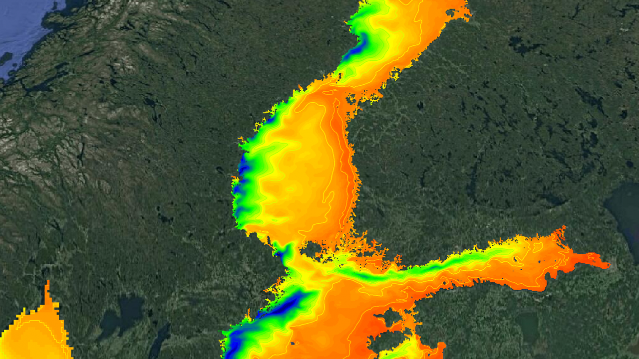 Die Temperatur des Oberflächenwassers in der Ostsee, gemessen von Satelliten