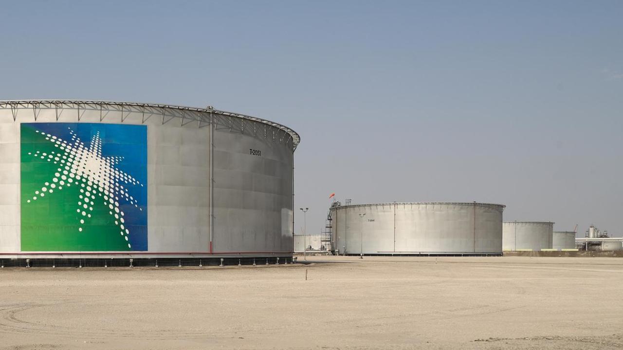 EASTERN PROVINCE, SAUDI ARABIA - OCTOBER 12, 2019: Oil tanks at an oil processing facility of Saudi Aramco, a Saudi Arabian state-owned oil and gas company, at the Abqaiq oil field. On 14 September 2019, two of the major Saudi oil facilities, Abqaiq and Khurais, suffered massive attacks of explosive-laden drones and cruise missiles the Houthi movement, also known as Ansar Allah, claimed responsibility for the attacks. Stanislav Krasilnikov/TASS PUBLICATIONxINxGERxAUTxONLY TS0BE766