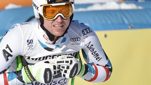 Hannes Reichelt 2017 bei einem Abfahrtsrennen in Garmisch-Partenkirchen