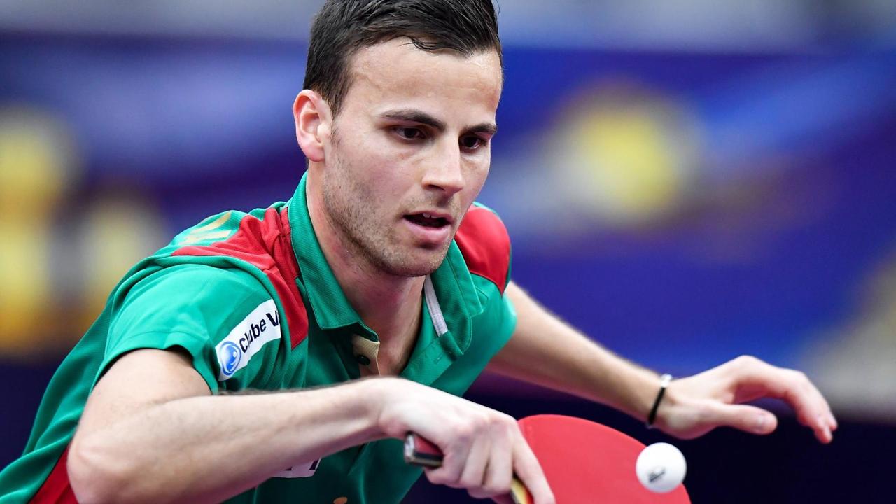 (180309) -- DOHA, March 9, 2018 -- Tiago Apolonia of Portugal returns the ball during the men s singles first round match against Xu Xin of China at ITTF World Tour Platinum, Qatar Open in the Qatari capital Doha on March 8, 2018. Tiago Apolonia lost 1-4. ) (SP)QATAR-DOHA Table tennis Tischtennis ITTF WORLD TOUR PLATINUM-QATAR OPEN Nikku PUBLICATIONxNOTxINxCHN  