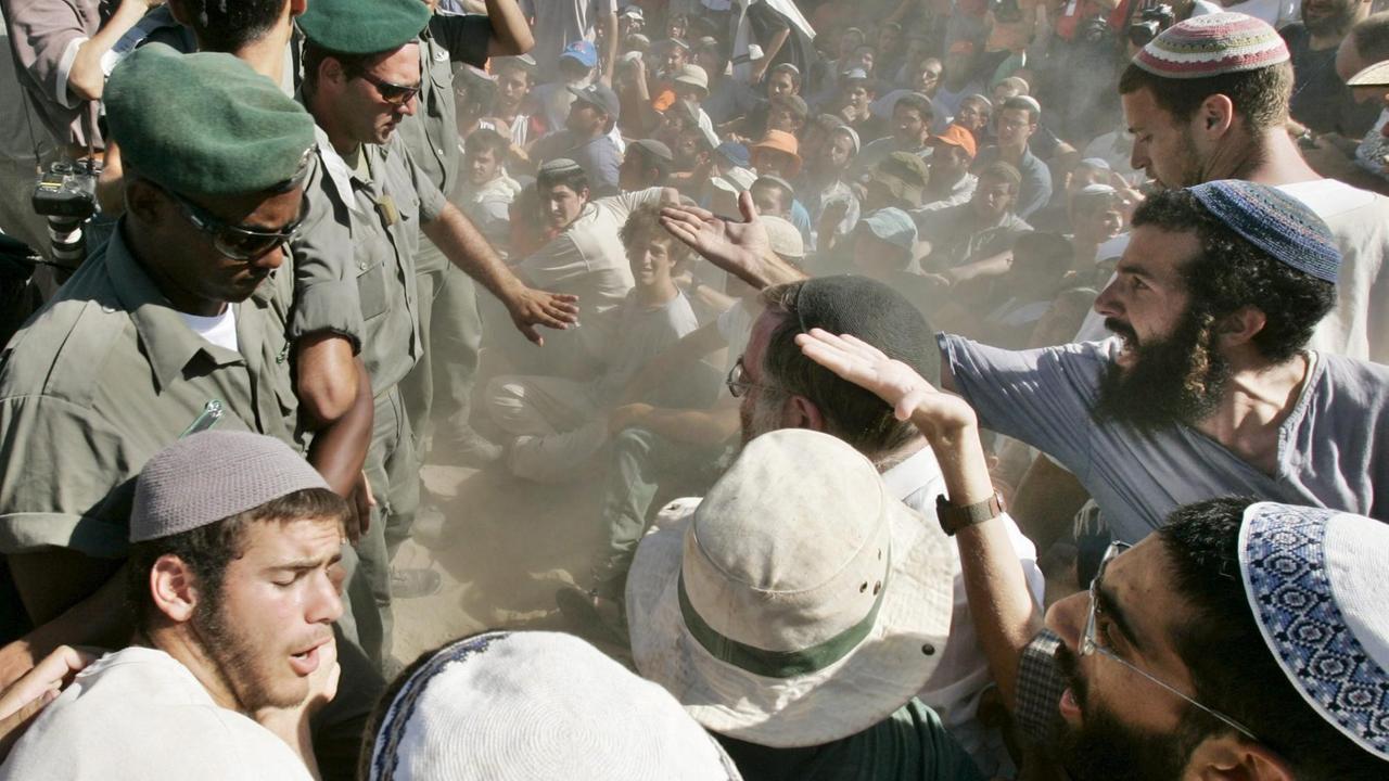 Proteste von jüdischen Siedlern beim Rückzug aus Gush Katif 2005