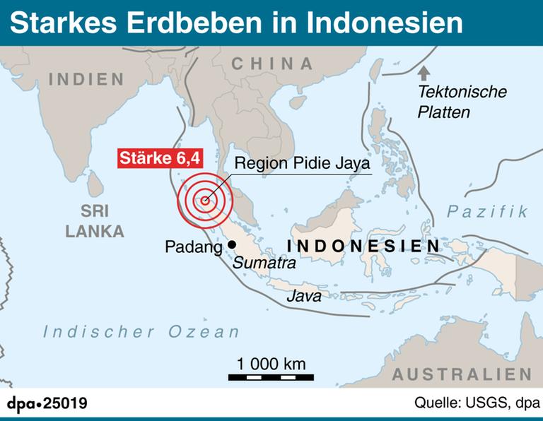 Starkes Erdbeben in Indonesien (07.12.2016), Karte zum Erdbeben auf der Insel Sumatra in Indonesien