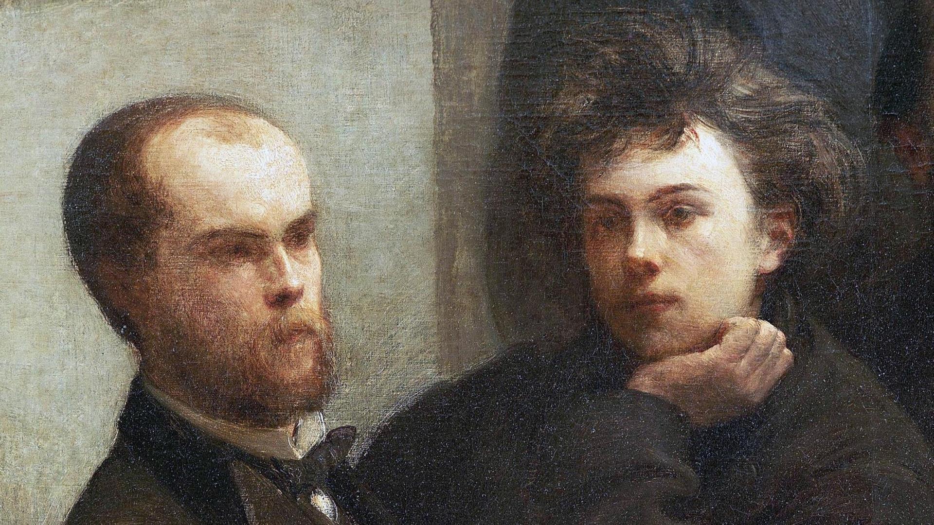 Die Schriftsteller Paul Verlaine (links) und Arthur Rimbaud (rechts) auf einem Gemälde von Henri Fantin-Latour .