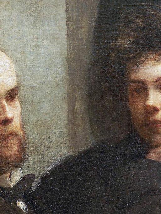 Die Schriftsteller Paul Verlaine (links) und Arthur Rimbaud (rechts) auf einem Gemälde von Henri Fantin-Latour .