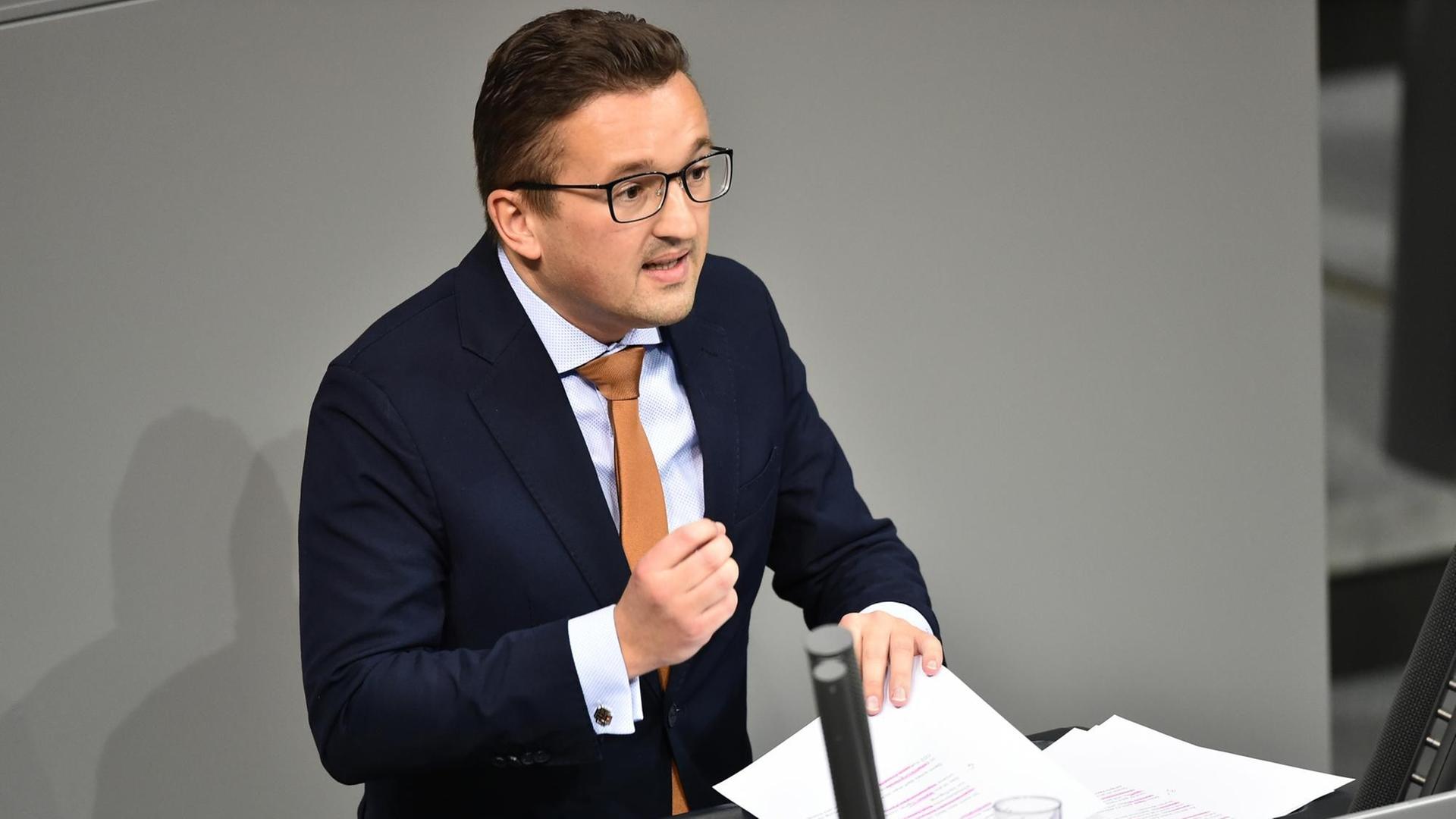 Carsten Körber (CDU), Mitglied des Deutschen Bundestages, spricht 2020 im Bundestag