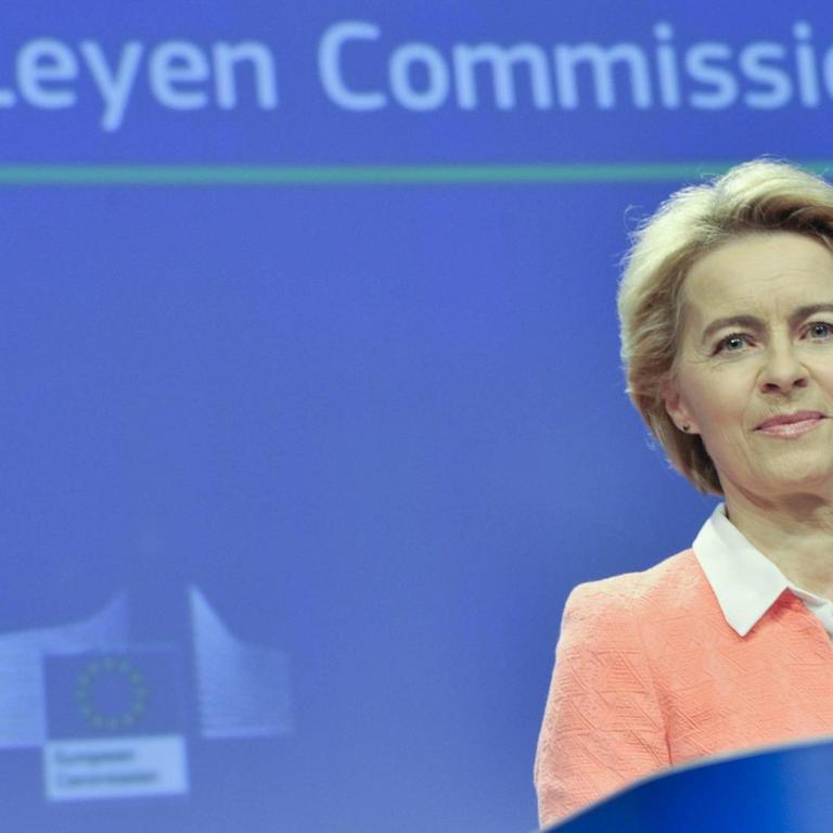 Die Kommissionspräsidentin Ursula von der Leyen am 10.09.2019 in Brüssel bei der Vorstellung ihrer neuen EU-Kommisssare.