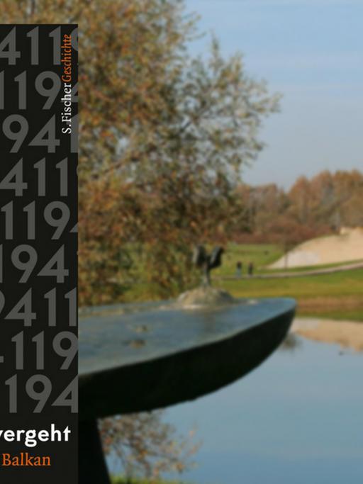 Hintergrundbild: Das Denkmal für die Opfer des Konzentrationslagers Jasenovac in der Nähe der Ortschaft Jasenovac (Kroatien), aufgenommen am 23.10.2013. Vordergrund: Buchcover