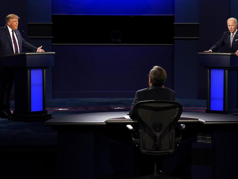 TV-Duell zur US-Wahl am 29.09.2020: US-Präsident Donald Trump und Joe Biden, demokratischer Kandidat mit Fox News-Moderator Chris Wallace
