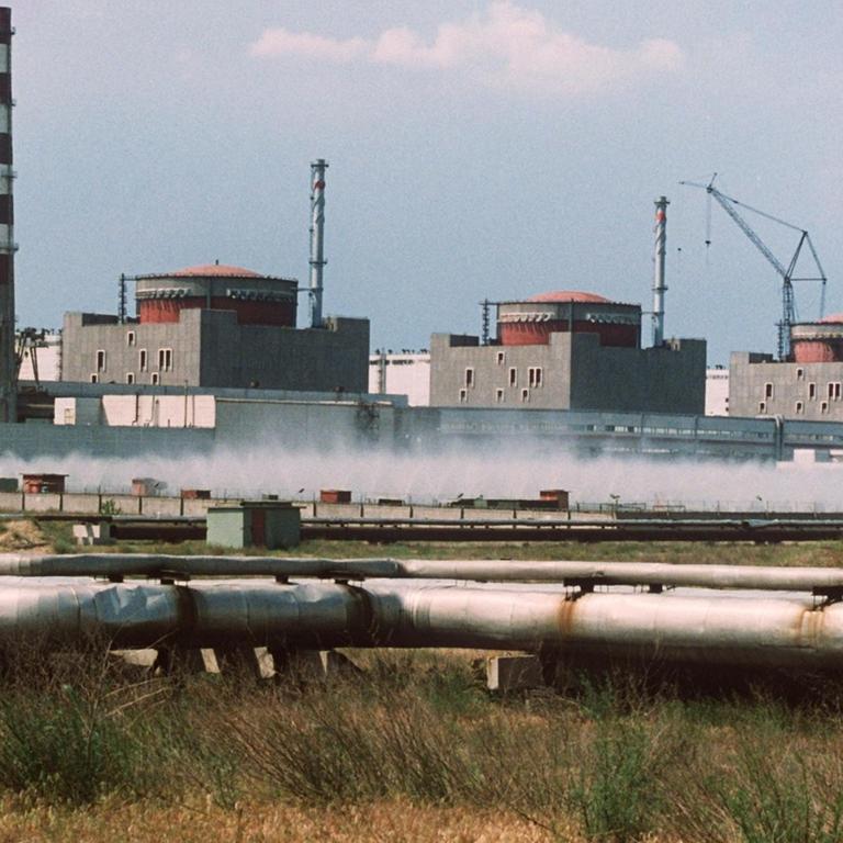 Blick auf das ukrainische Atomkraftwerk Saporoschje.