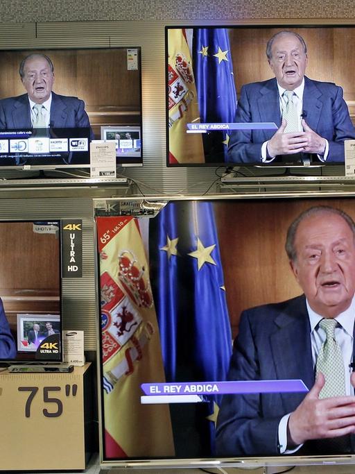 Spaniens König Juan Carlos kündigt im Fernsehen seine Abdankung an.