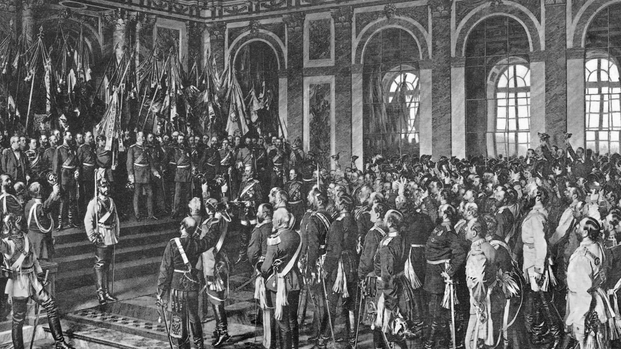 Die Proklamation des Deutschen Kaiserreichs im Spiegelsaal zu Versailles am 18. Januar 1871: Die erste Fassung des Gemäldes von Anton von Werner