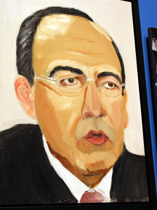 Porträt des ehemaligen mexikanischen Präsidenten Felipe Calderón, gemalt von Ex-US-Präsident George W. Bush. Zu sehen in der Ausstellung "The art of leadership" in Dallas.