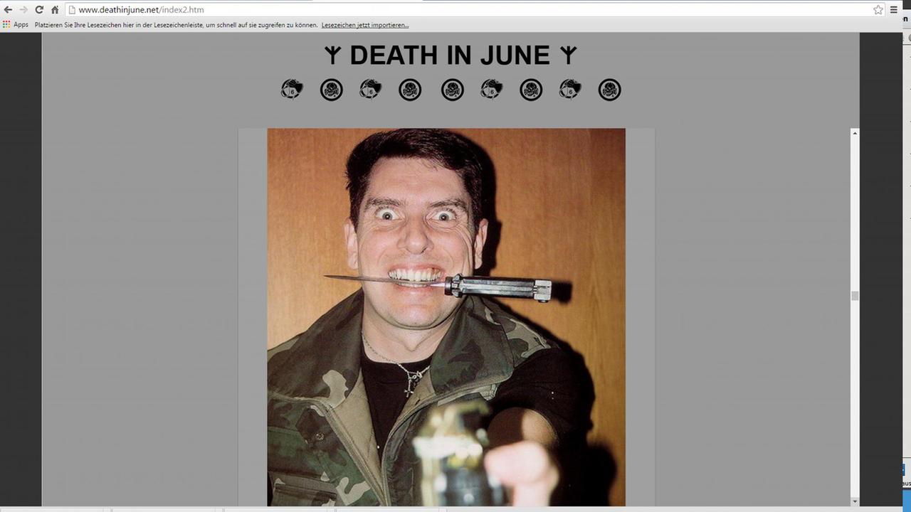 Screenshot der Band-Homepage der Neofolk-Band "Death of June" (www.deathinjune.net)