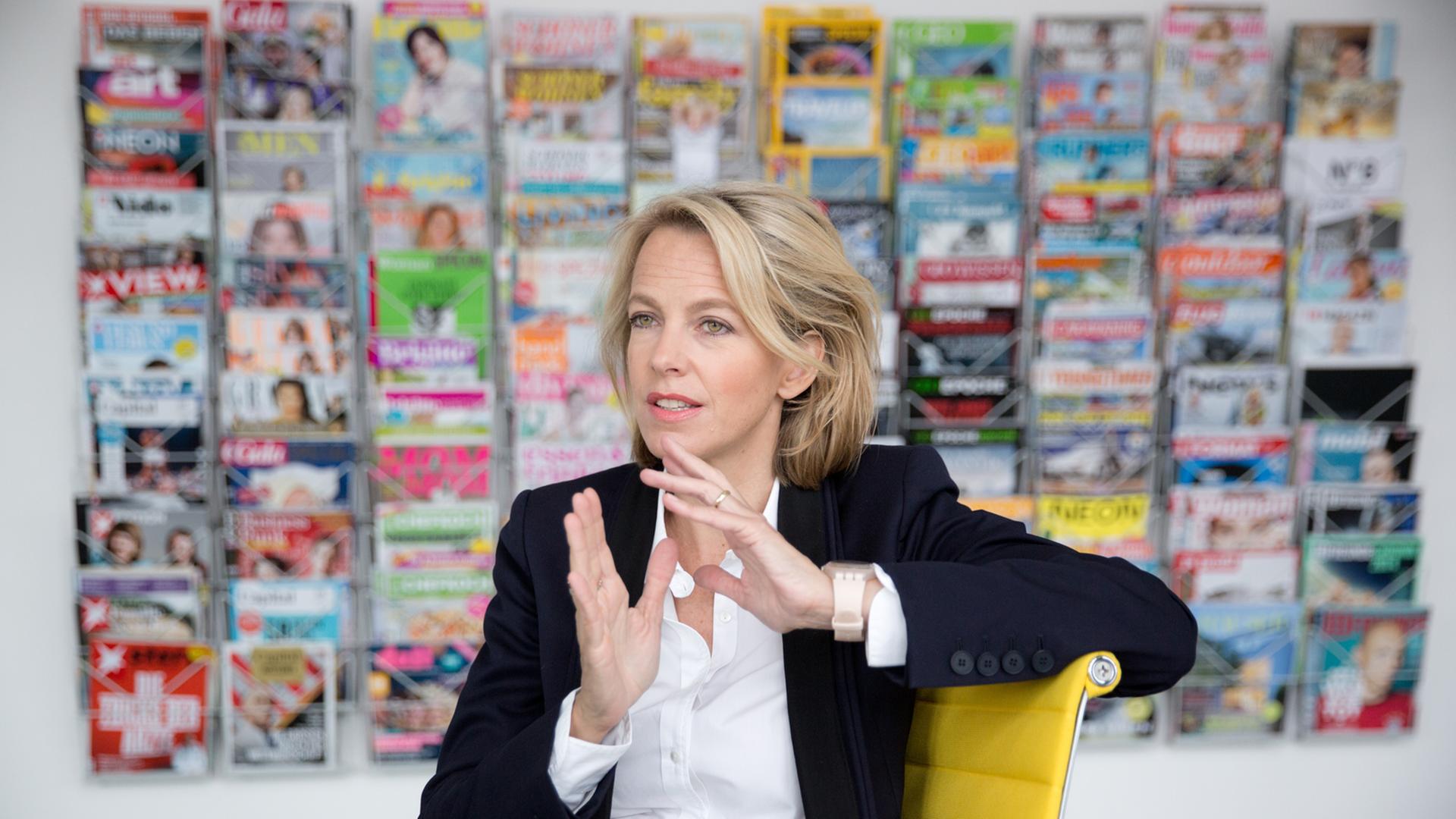 Julia Jäkel, Vorstandsvorsitzende von Gruner + Jahr, in ihrem Büro in Hamburg. Der Verlag gibt Zeitschriften wie "Brigitte", "Stern", "Geo" und "Neon" heraus.