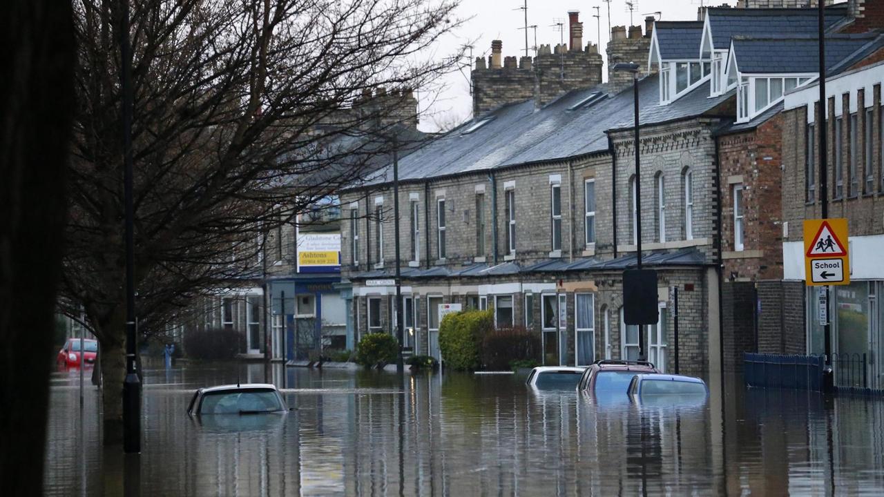 Das überflutete Zentrum von York in Nordengland.