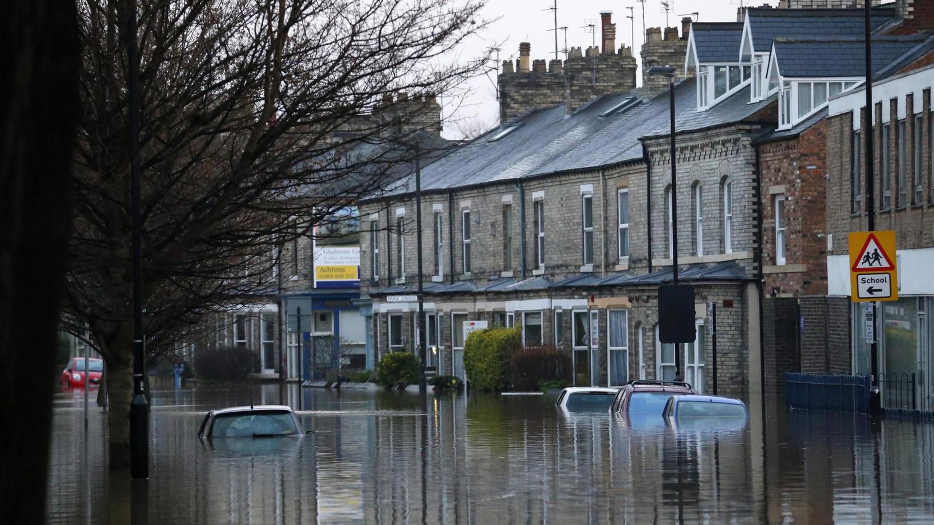 Das überflutete Zentrum von York in Nordengland.