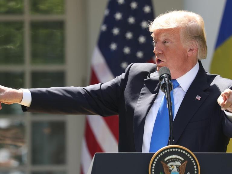 US-Präsident Donald Trump bei einer Pressekonferenz im Garten des Weißen Hauses
