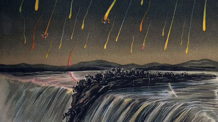 Zeitgenössische Darstellung des Leoniden-Sturms 1833 Zeitgenössische Darstellung des Leoniden-Sturms 1833