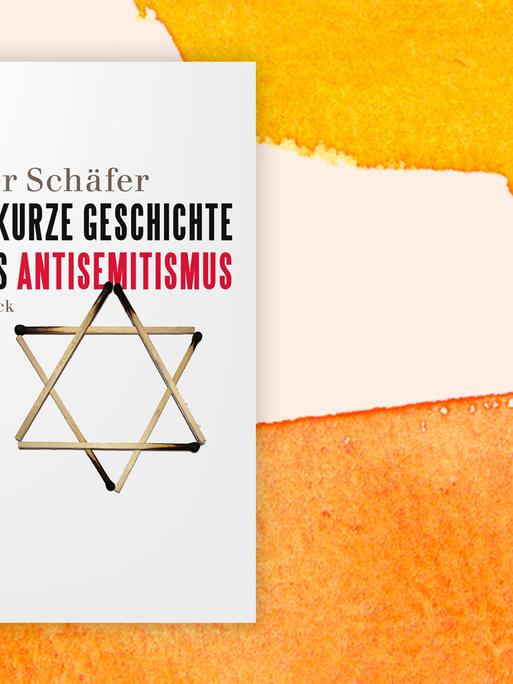 Das Buchcover von "Kurze Geschichte des Antisemitismus" von Peter Schäfer ist vor einem grafischen Hintergrund zu sehen.
