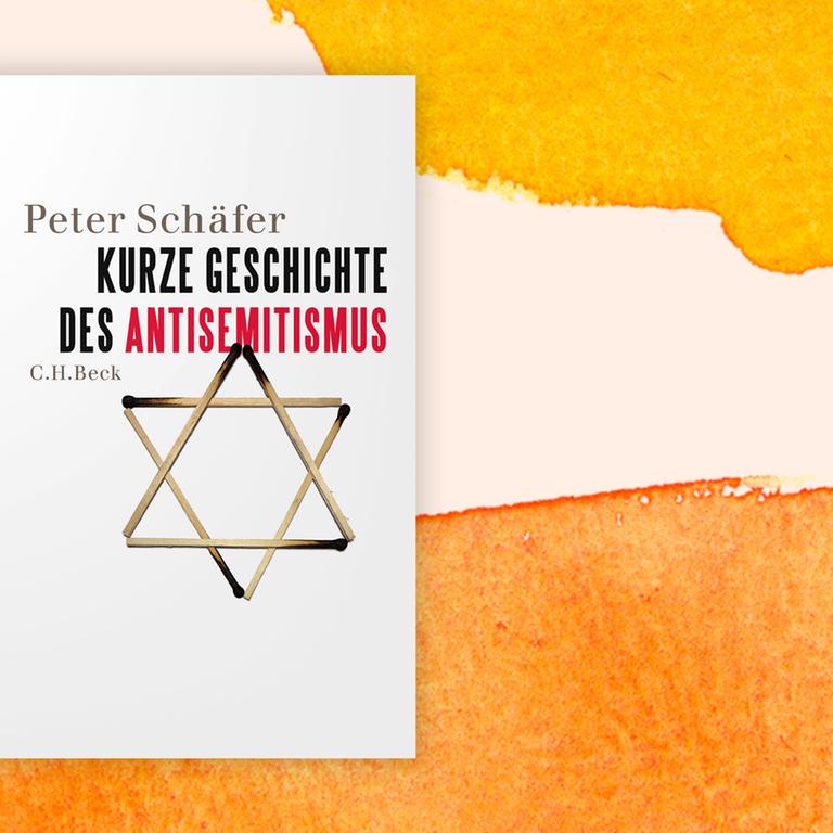 Das Buchcover von "Kurze Geschichte des Antisemitismus" von Peter Schäfer ist vor einem grafischen Hintergrund zu sehen.