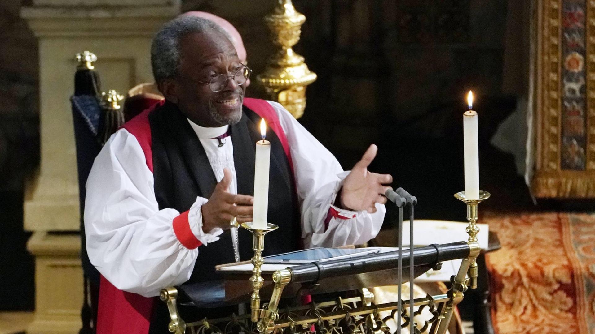 Bischof Michael Curry während der Trauung der Royals