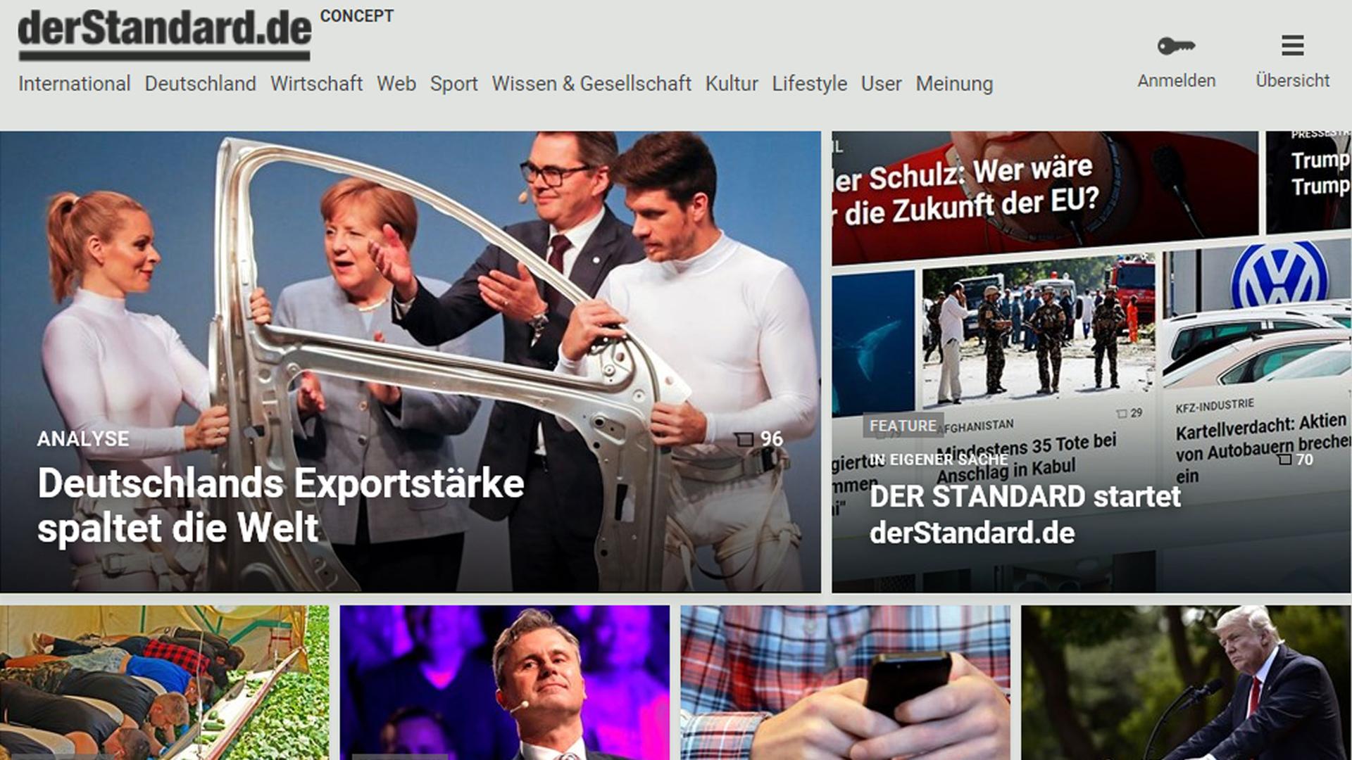 Screenshot des Internetauftritts "derstandard.de" am 25.7.2017