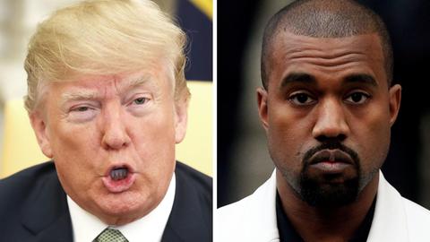Auf dieser Fotomontage sieht man links Donald Trump und rechts Kayne West.