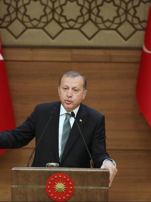 Der türkische Präsident Recep Tayyip Erdogan während einer Rede im Präsidentenpalast in Ankara am 4.5.2016.