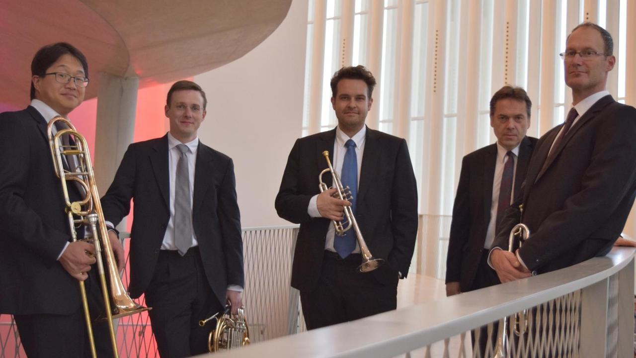 Das Luxembourg Philharmonic Brass Quintet vor einem Konzert