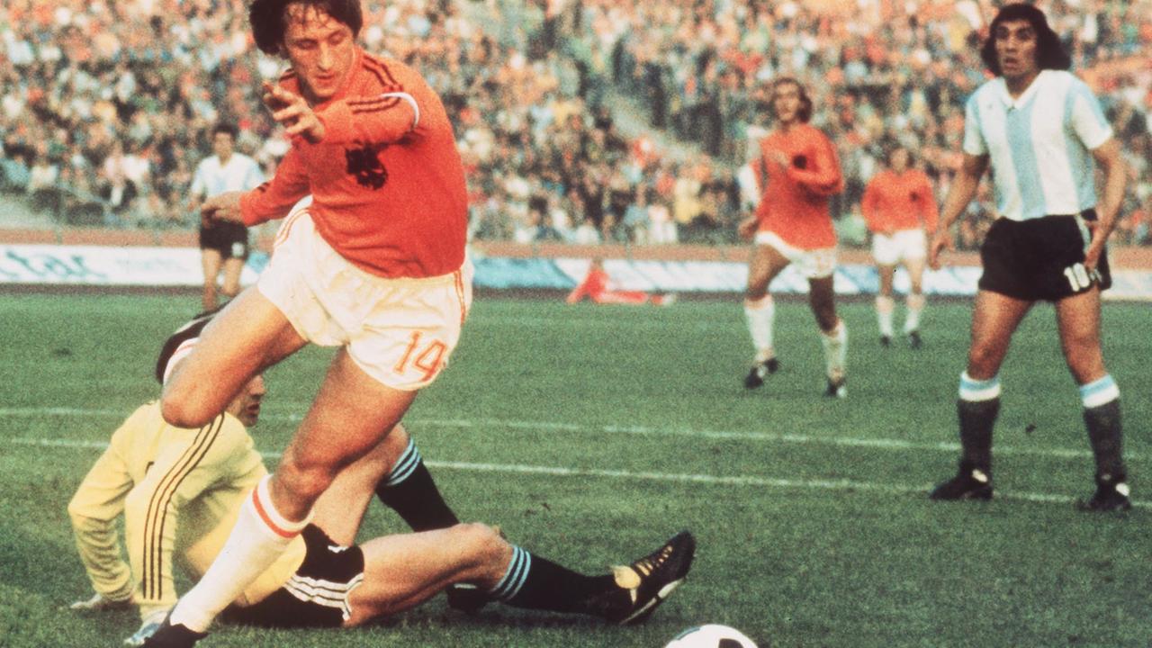 Der niederländische Fußballspieler Johan Cruyff bei der WM 1974