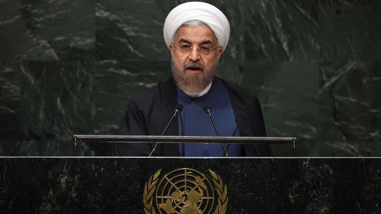 Irans Präsident Hassan Rohani spricht im September 2014 zur UNO-Vollversammlung.