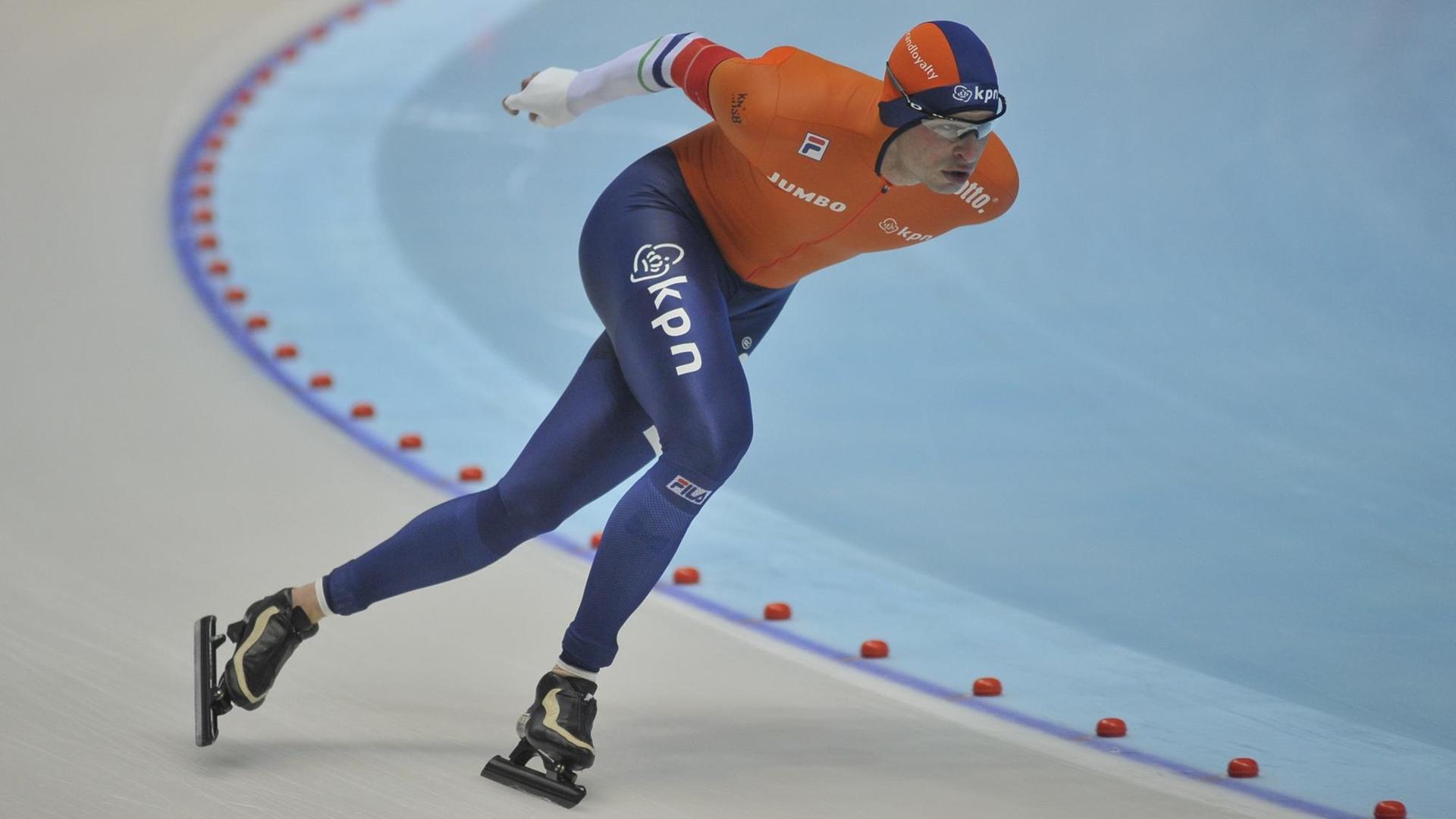 Der Niederländer Sven Kramer beim Worldcup 2016 in China.