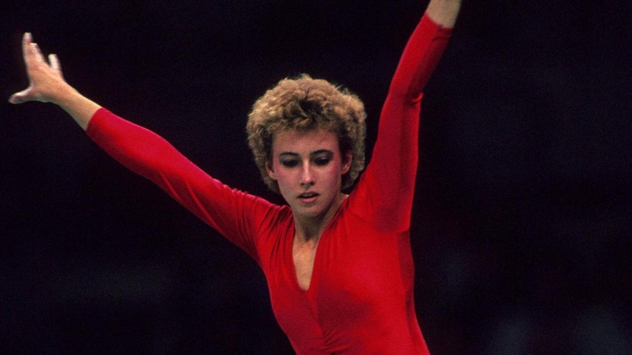Gabriele Fähnrich auf dem Schwebebalken bei den Olympischen Sommerspielen in Seoul 1988 im Kunstturnen.