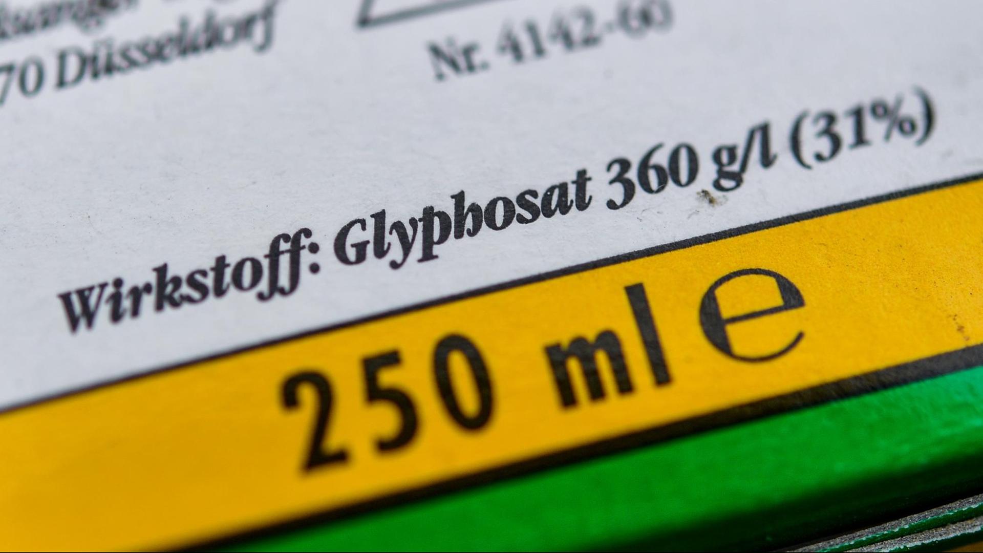 Die Verpackung eines Unkrautvernichtungsmittels, das den Wirkstoff Glyphosat enthält.