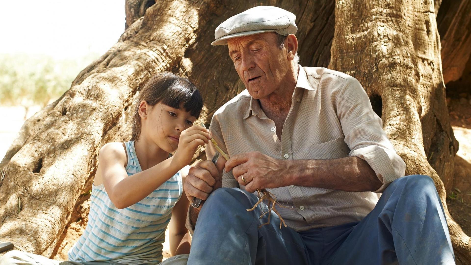 Die kleine Alma und ihr geliebter Opa: Szene aus dem spanischen Film „El Olivo – Der Olivembaum“. Die kleine Alma und ihr geliebter Opa: Szene aus dem spanischen Film „El Olivo – Der Olivembaum“.