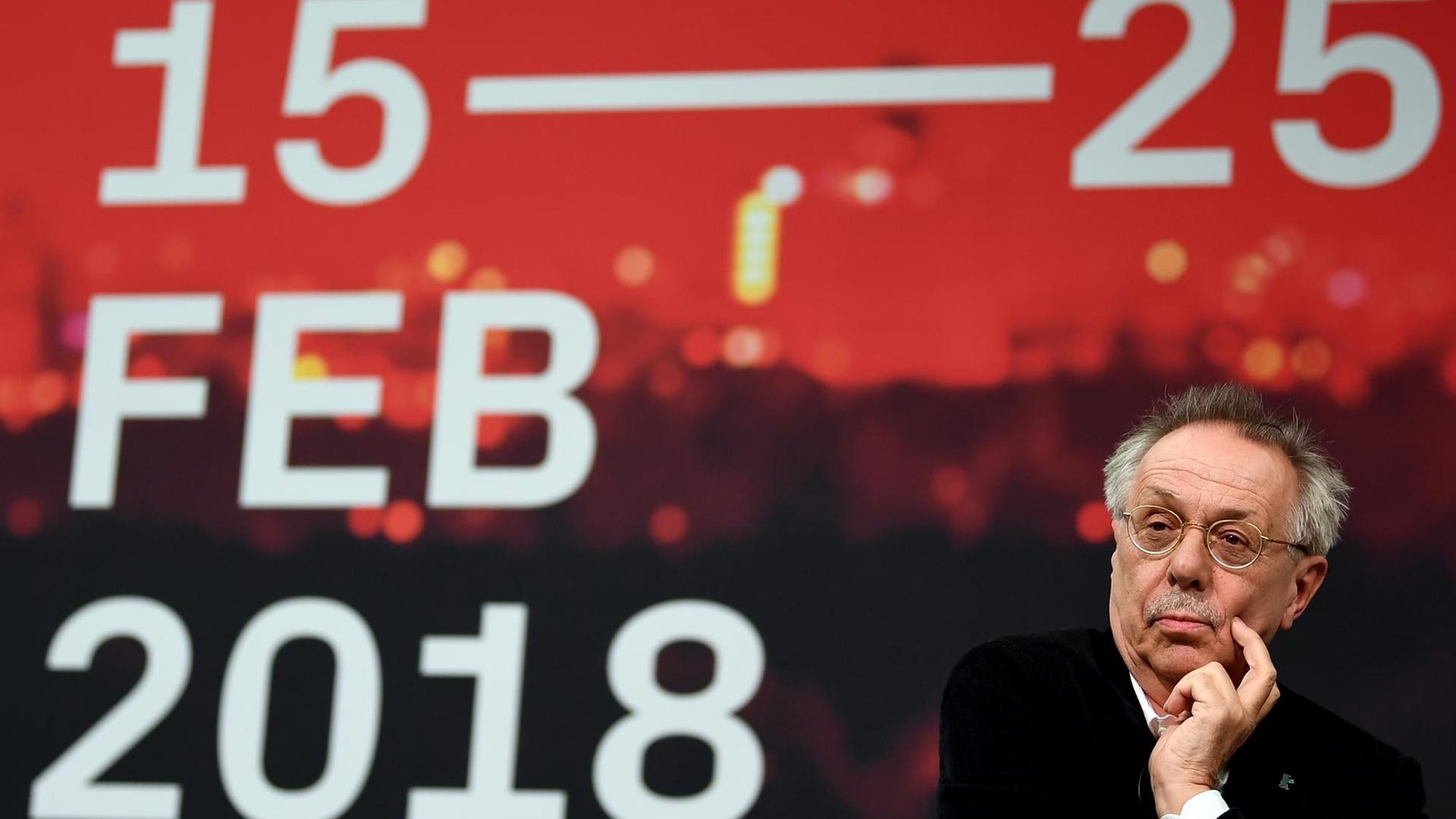 Dieter Kosslick, Berlinale-Direktor spricht bei der Pressekonferenz für die 68. Berlinale.