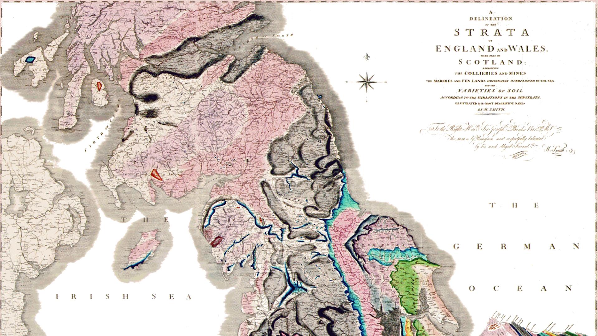 Die geologische Karte von Großbritannien gab William Smith (1769-1839) im Jahr 1815 heraus