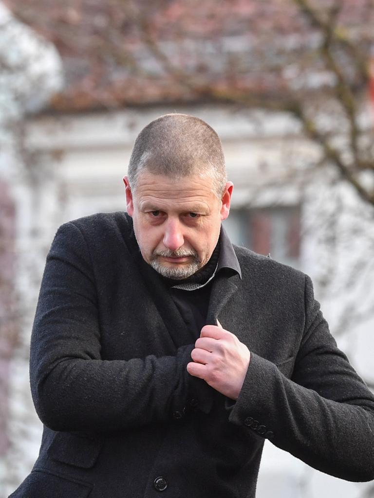 Der Verleger, Publizist und politische Aktivist der Neuen Rechten Götz Kubitschek auf einer Protestveranstaltung gegen Zuwanderung und die Asyl-Politik der Bundesregierung (2018).