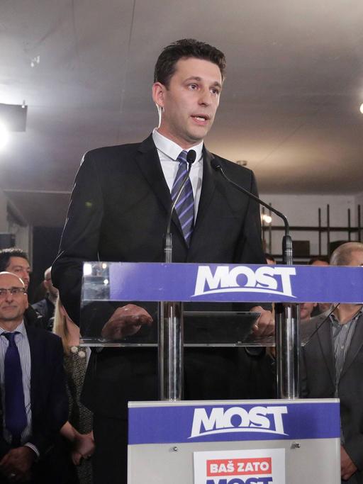Der Vorsitzende der kroatischen Partei Most, Bozo Petrov, nach der Parlamentswahl