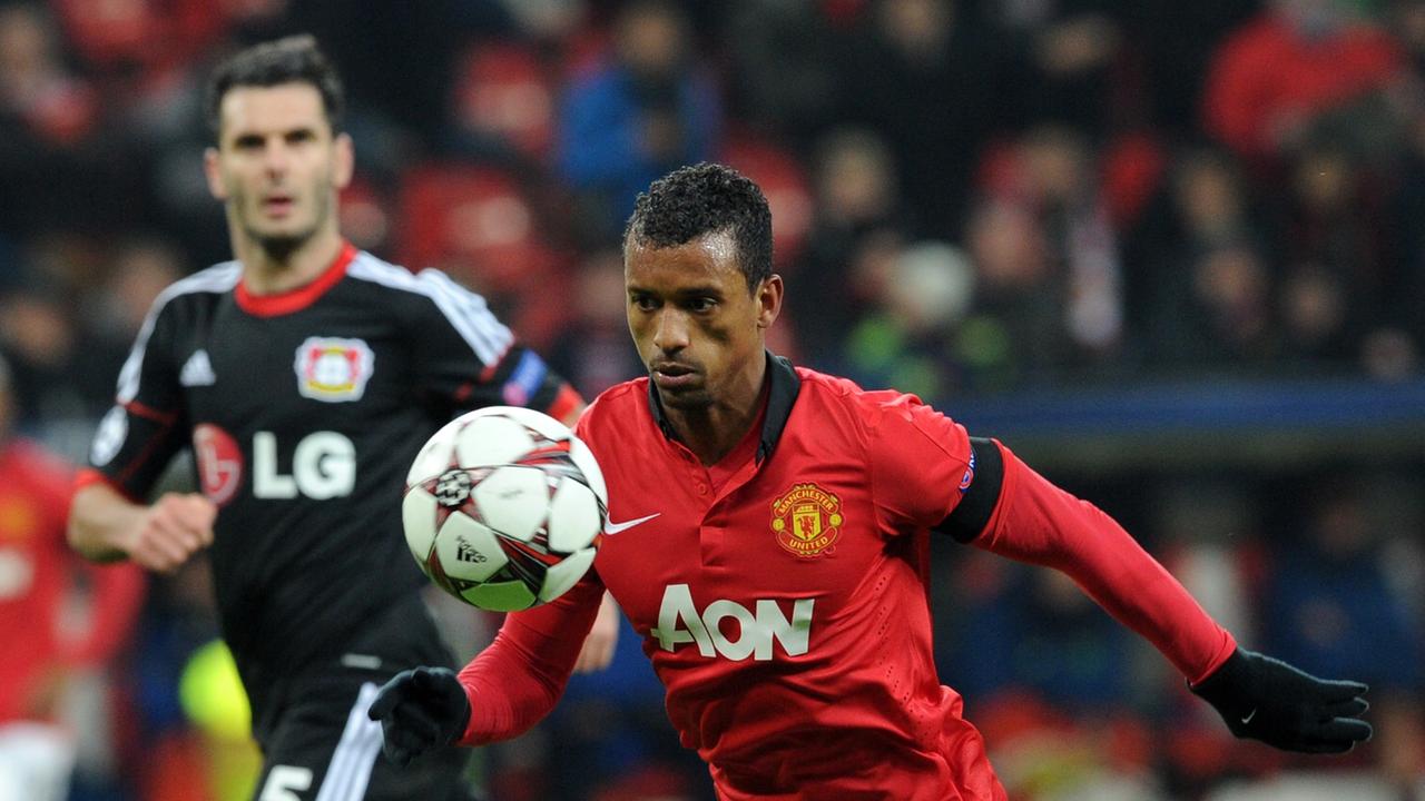 Fussball Champions League: Bayer 04 Leverkusen gegen Manchester United am 27.11.2013 in der Bay-Arena (NordrheinWestfalen). Nani (Manchester United). Foto: Frederic Scheidemann Fussball Champions League: Bayer 04 Leverkusen gegen Manchester United am 27.11.2013 in der Bay-Arena (NordrheinWestfalen). Nani (Manchester United). Foto: Frederic Scheidemann
