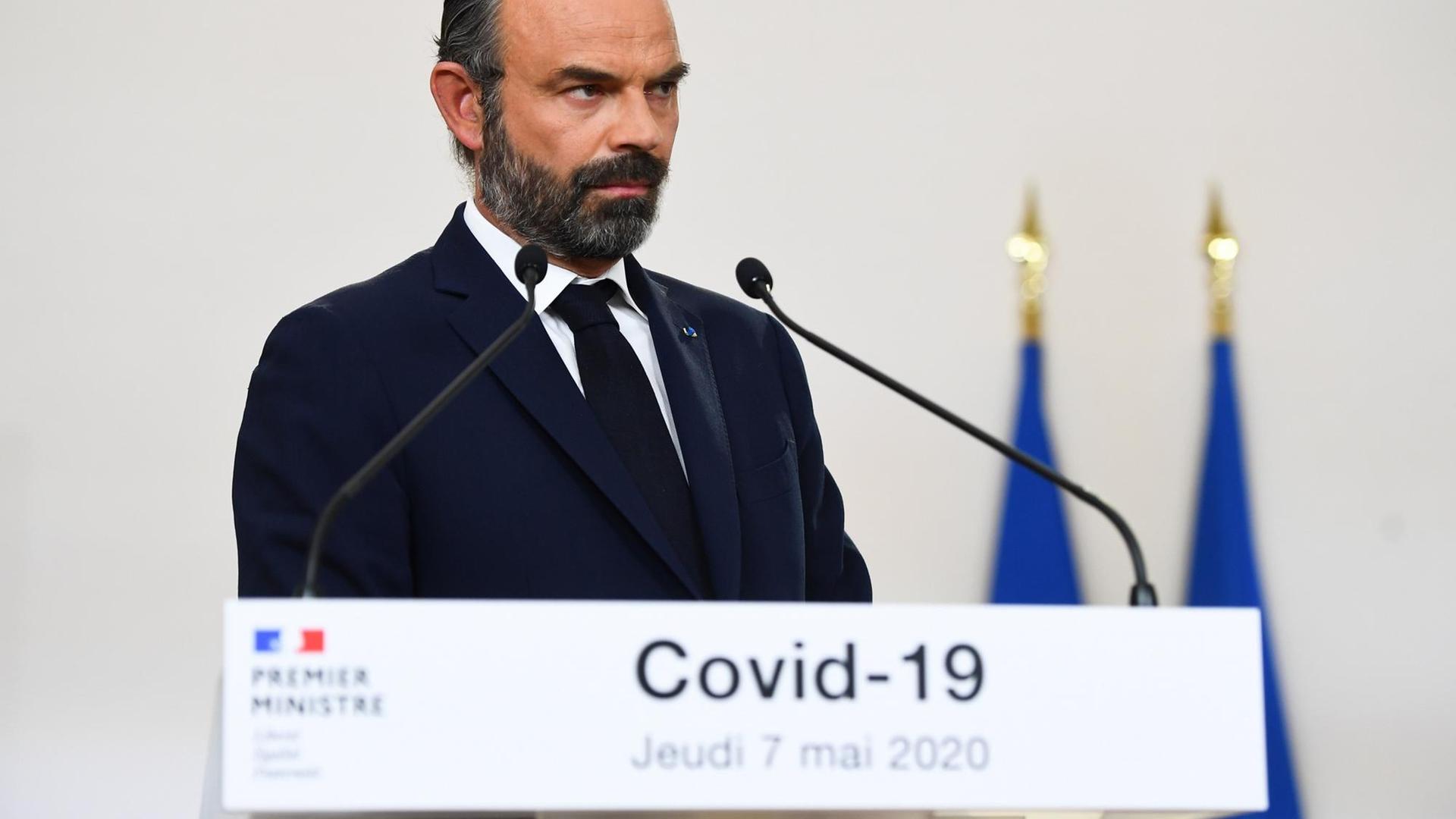 Edouard Philippe, Premierminister von Frankreich, spricht während einer Pressekonferenz.