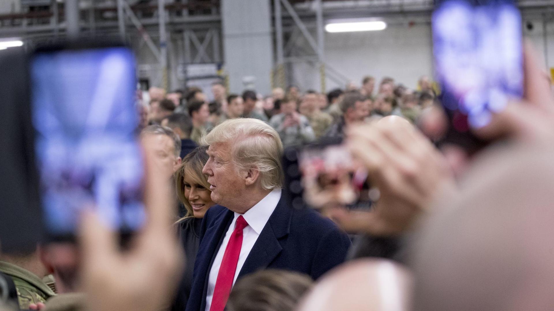 US-Präsident Donald Trump bei einem Truppen-Besuch in Deutschland.